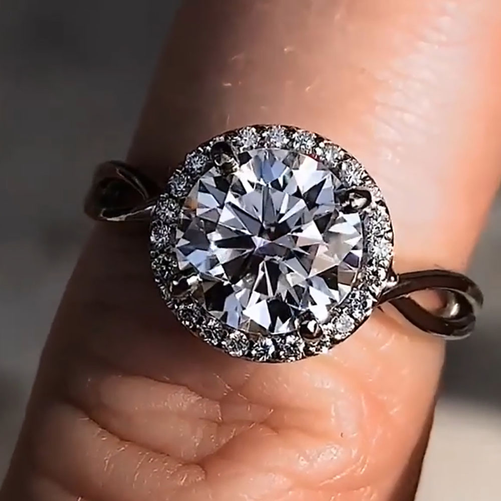 Moissanite Engagement Ring 1 Carat - 맞춤형 순금 14K 화이트 골드 여성