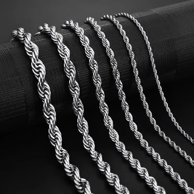 925 Sterling Silver Chain Necklace Men - 남성 여성을위한 2/3/4MM 16-24 인치 로프