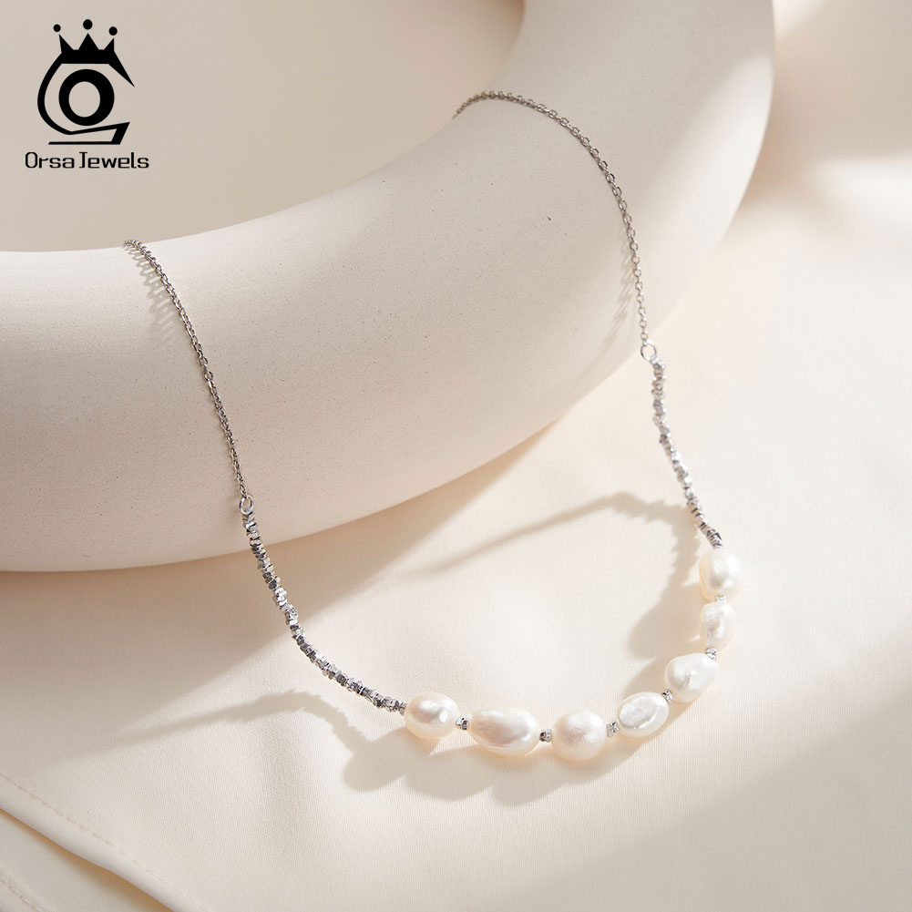 Pearl Choker Necklace Vintage - ORSA JEWELS 빈티지 925 스털링 실버