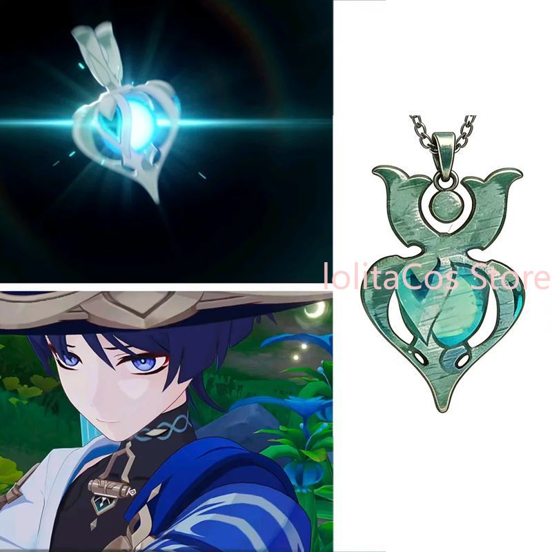 Anime Pendant Necklace - Genshin Impact Wanderer 금속 목걸이 펜던트