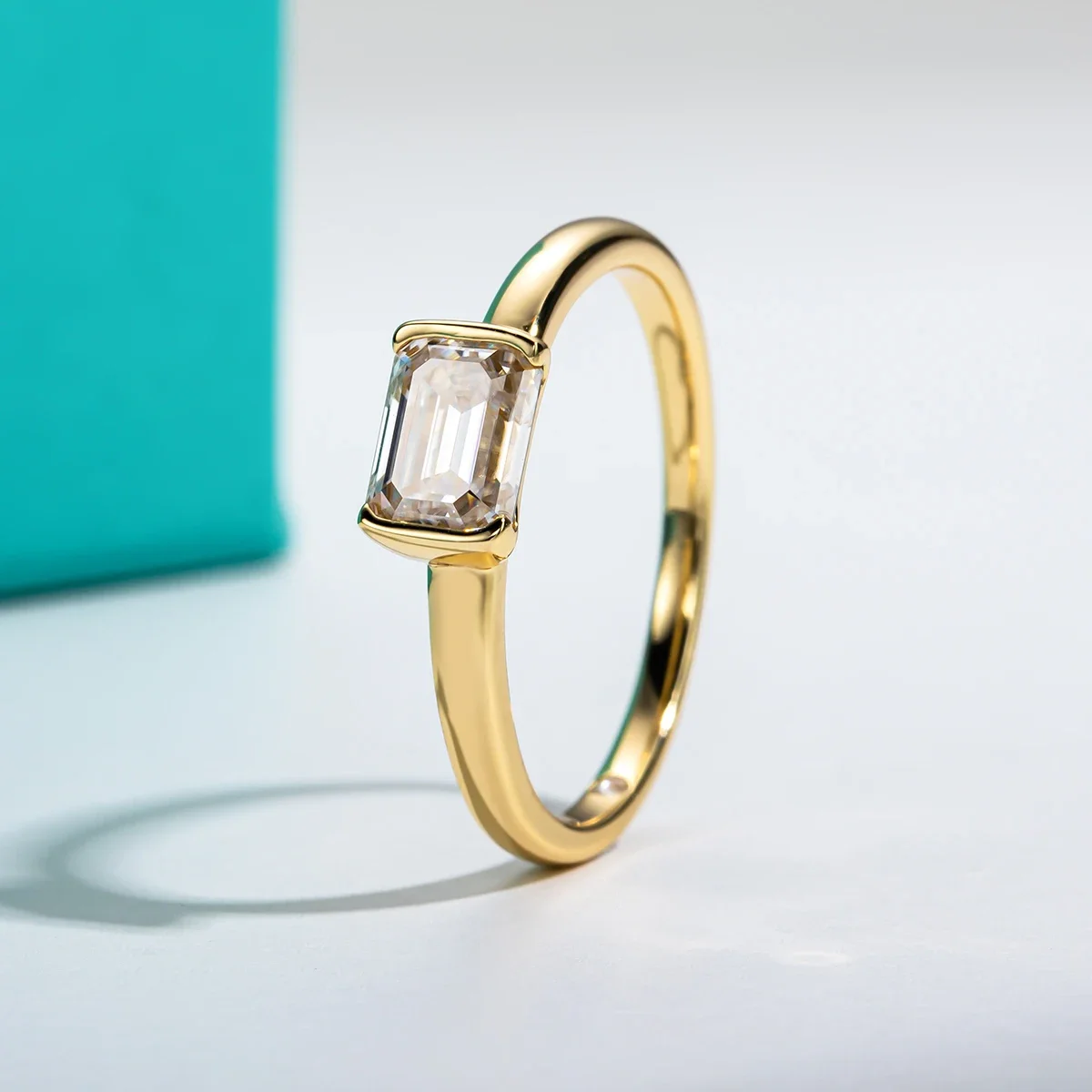 Moissanite Engagement Ring 1 Carat - FCGJHW 1캐럿 에메랄드 컷, D 컬러