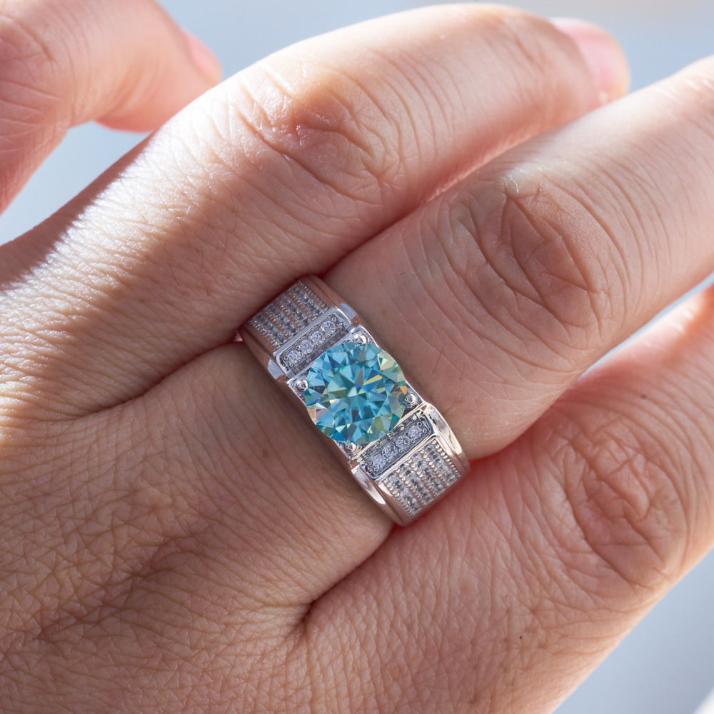 남성용 천연 블루 컬러 모이사나이트 반지, 100% 9 - Moissanite Engagement Ring 1 Carat 리뷰 및 가격