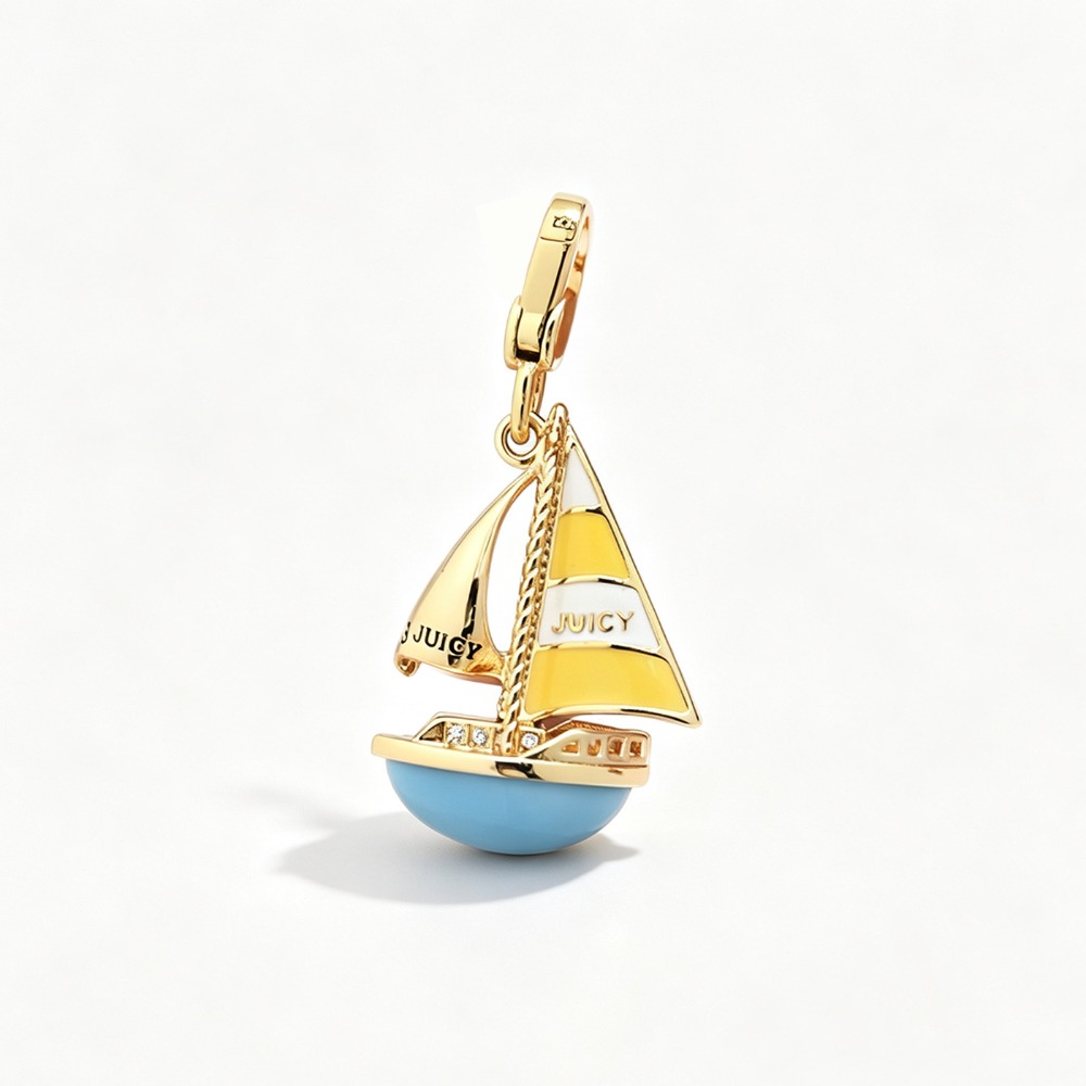 세련된 에나멜 유약으로 마감된 파란색 요트 펜던트 목걸 - Initial Letter Necklace 18K Gold 리뷰 및 가격