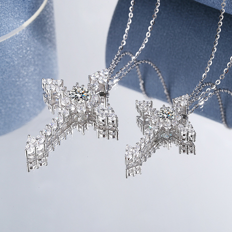 IOGOU 남녀공용 모이사나이트 십자가 펜던트 목걸이, - 925 Sterling Silver Chain Necklace Men 리뷰 및 가격