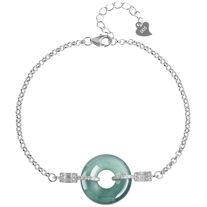 블루 미얀마 경옥 반지 팔찌 925 실버 선물 에메랄드 - Bracelets 리뷰 및 가격