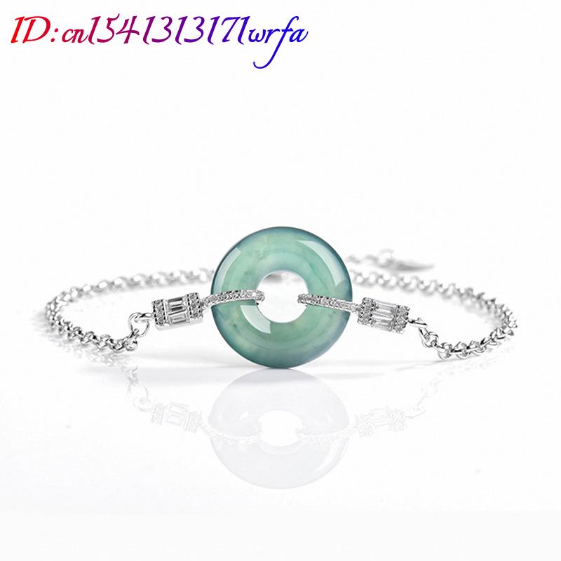 블루 미얀마 경옥 반지 팔찌 925 실버 선물 에메랄드 - Bracelets 리뷰 및 가격