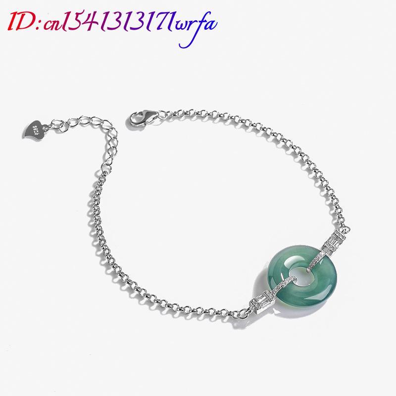 블루 미얀마 경옥 반지 팔찌 925 실버 선물 에메랄드 - Bracelets 리뷰 및 가격