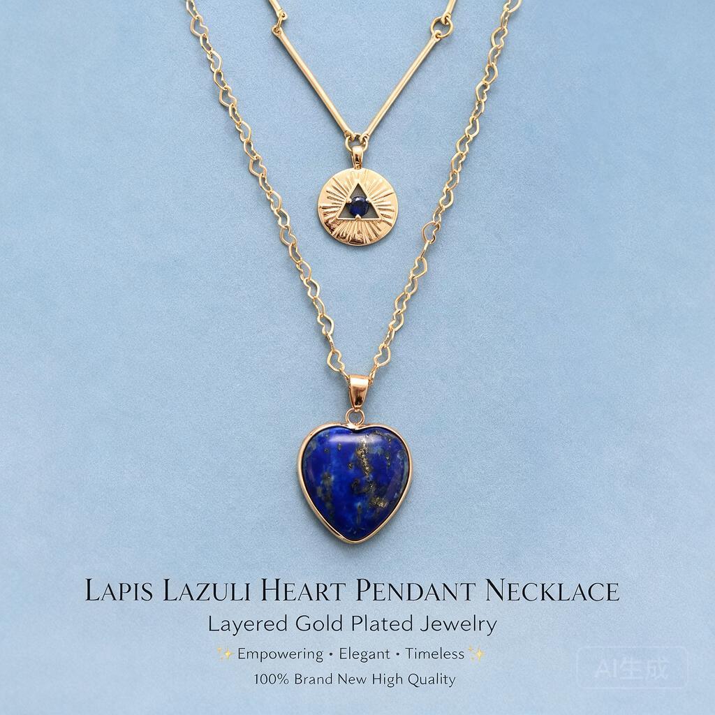 레이어드 목걸이, 천연 보석 하트 펜던트, 금색 톤의  - Layered Pendant Necklace Aesthetic 리뷰 및 가격