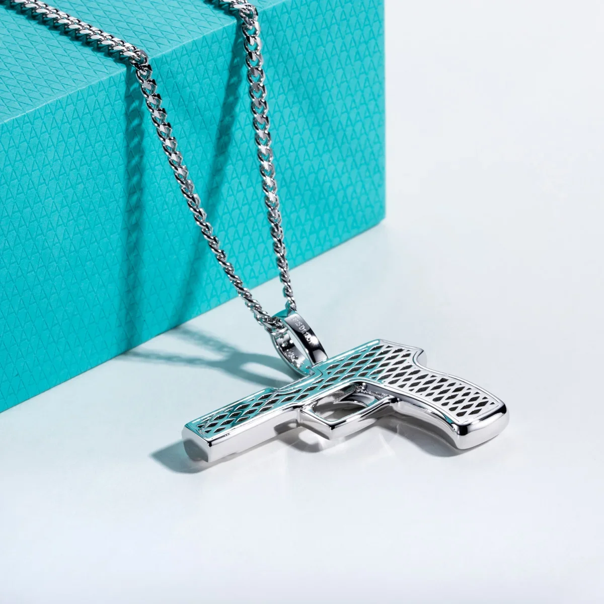 FCGJHW 모이사나이트 건 모양 펜던트, 힙합 스타일 - 925 Sterling Silver Chain Necklace Men 리뷰 및 가격