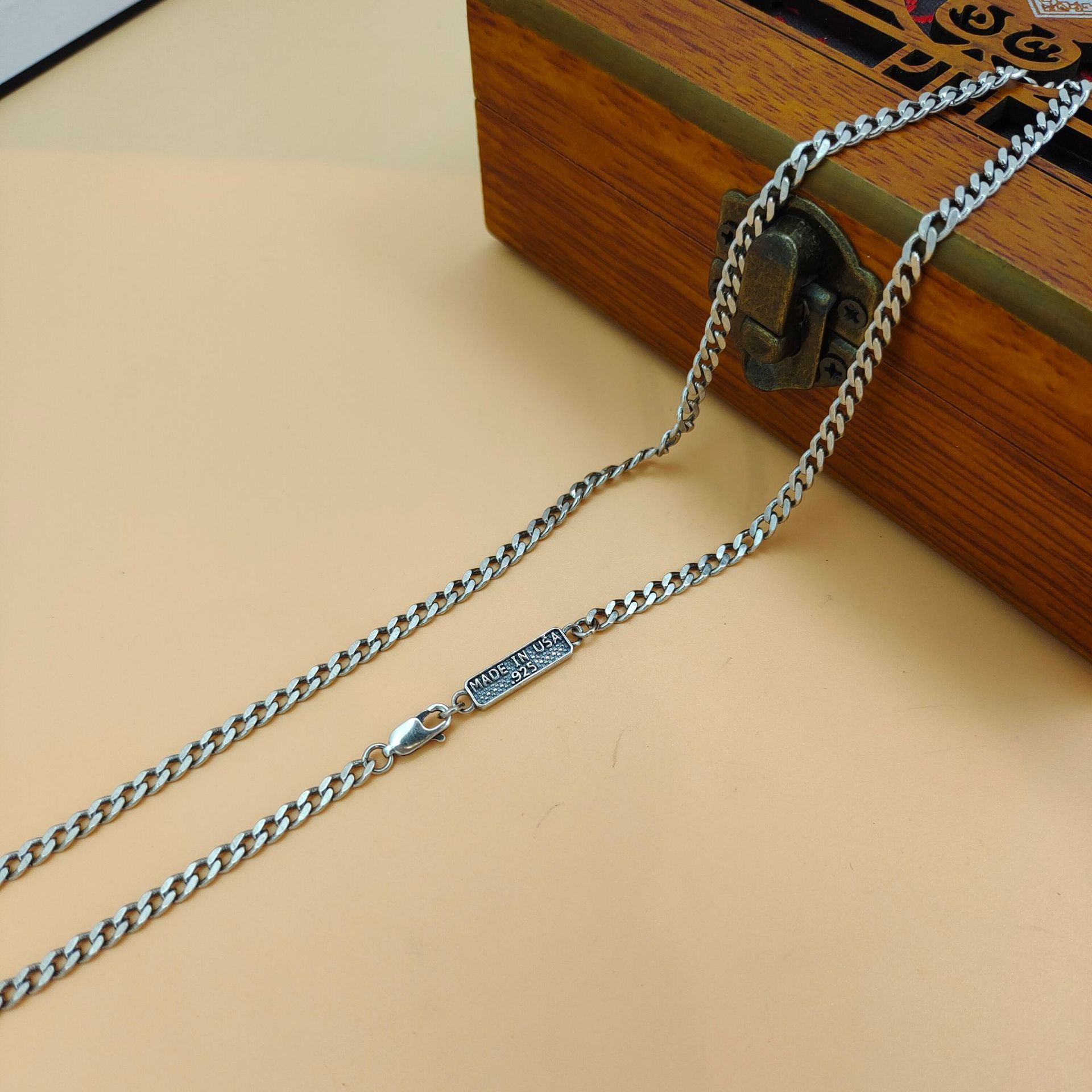 S925 스털링 실버 소재의 트렌디한 펜던트 체인, 복 - 925 Sterling Silver Chain Necklace Men 리뷰 및 가격